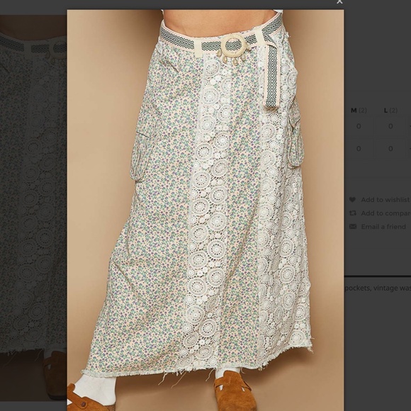 POL “ CATALINA 2” POL Long Denim Skirt with Crochet Patches SR18 - Picture 1 of 5